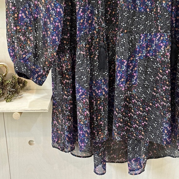 LOST + WANDER Sweet Surrender Dress SZ M Floral Long Sleeve Purple Black - Picture 3 of 13
